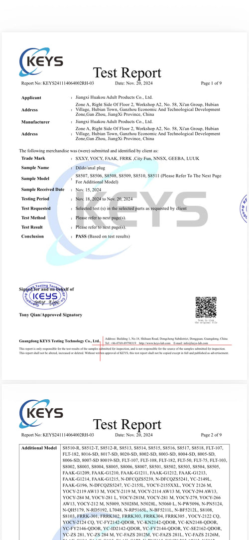 POPs certification document β BeastyLov body-safe platinum silicone fantasy toys