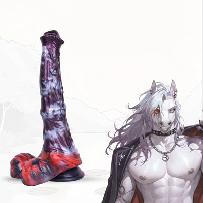 Horse Dildo Volcrest Dual Colorway Platinum – silicone texture close-up
