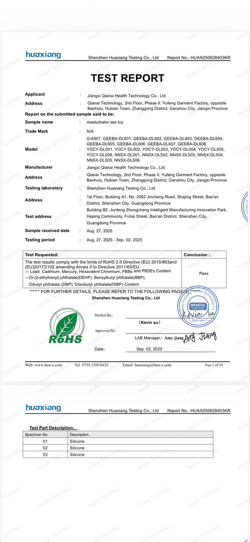 RoHS certification document β BeastyLov body-safe platinum silicone fantasy toys