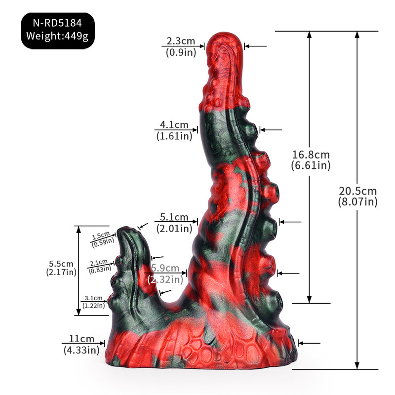 Eric Tentacle Fantasy Dildo Red Devil Silicone – rear profile view
