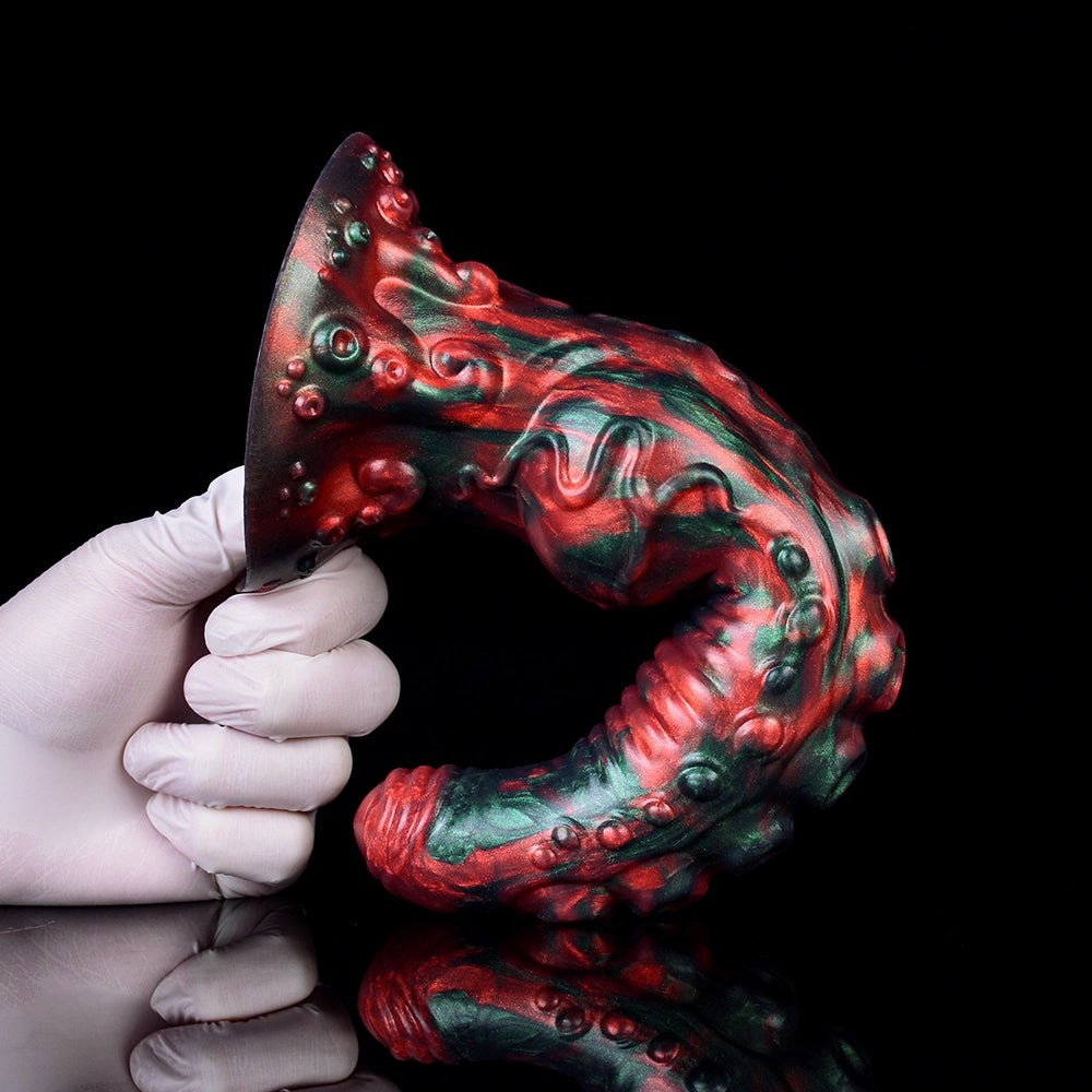 Monster Zenos Tentacle Dildo Red Devil Silicone – rear profile view