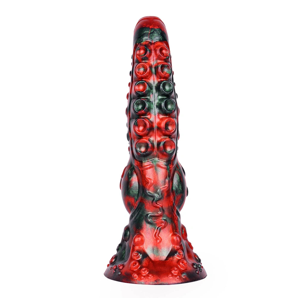 Monster Zenos Tentacle Dildo Red Devil Silicone – three-quarter angle