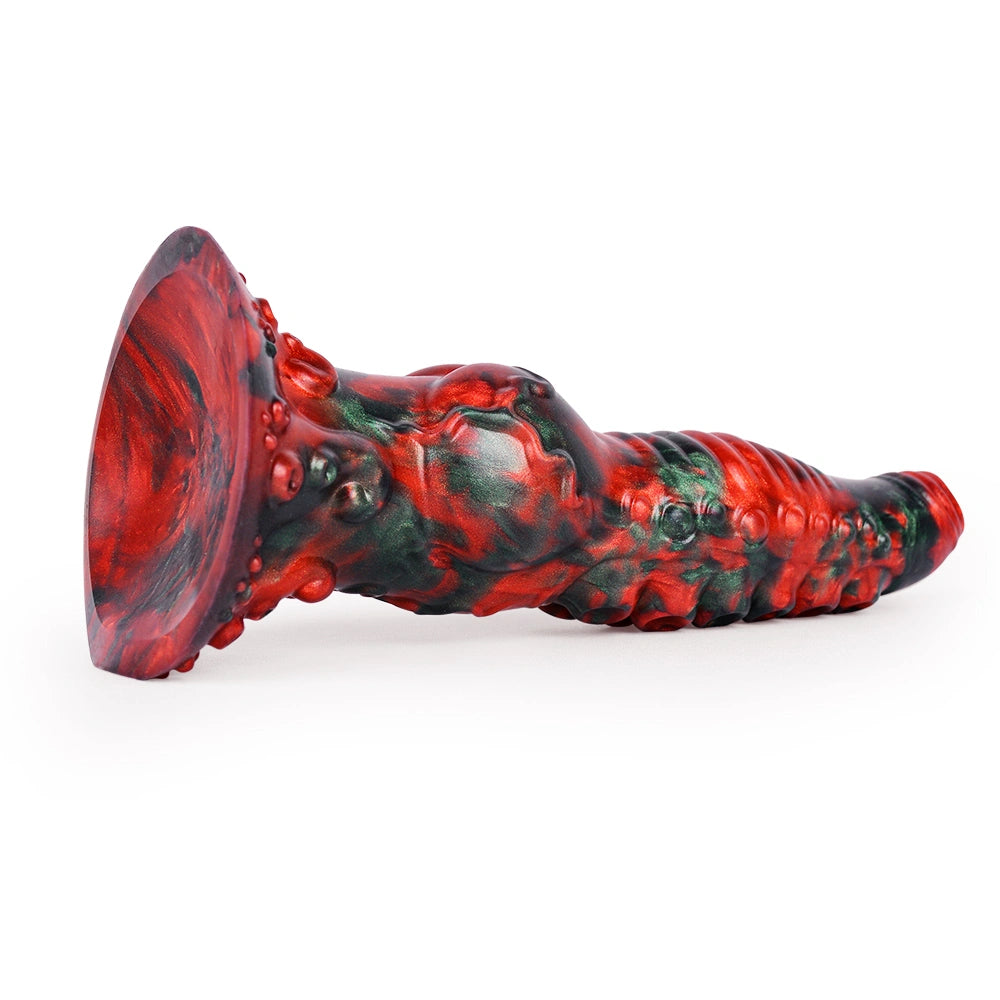 Monster Zenos Tentacle Dildo Red Devil Silicone – side profile view