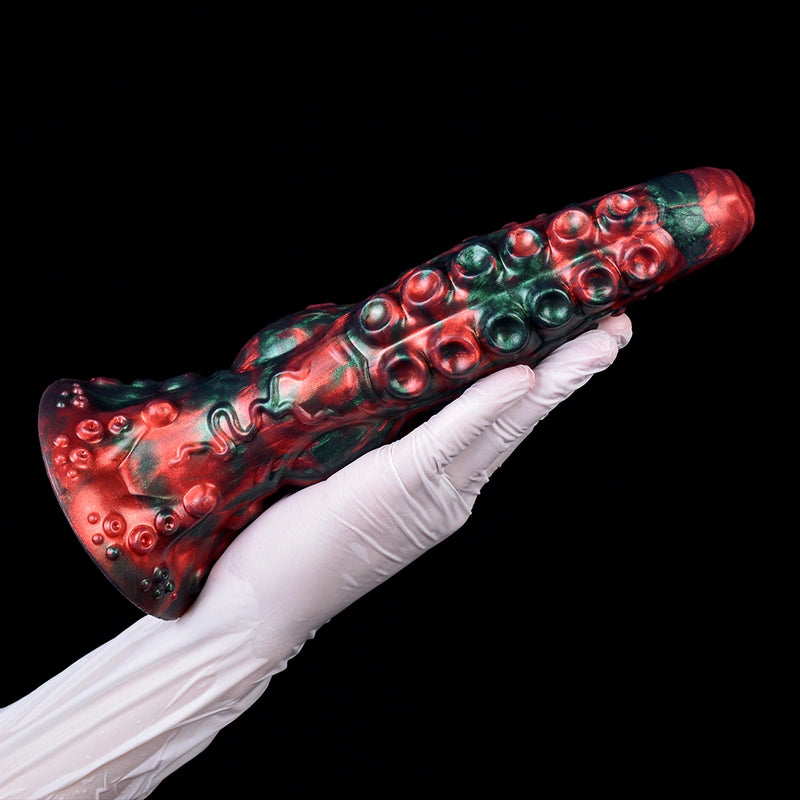 Monster Zenos Tentacle Dildo Red Devil Silicone – bottom base view