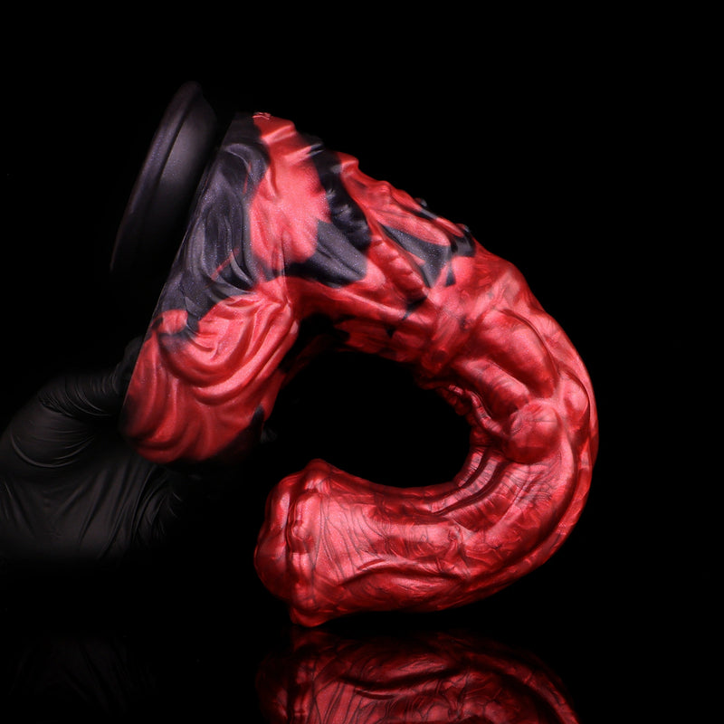 Enormous Horse Dildo Moltenax Red Flames 1114g – size scale reference