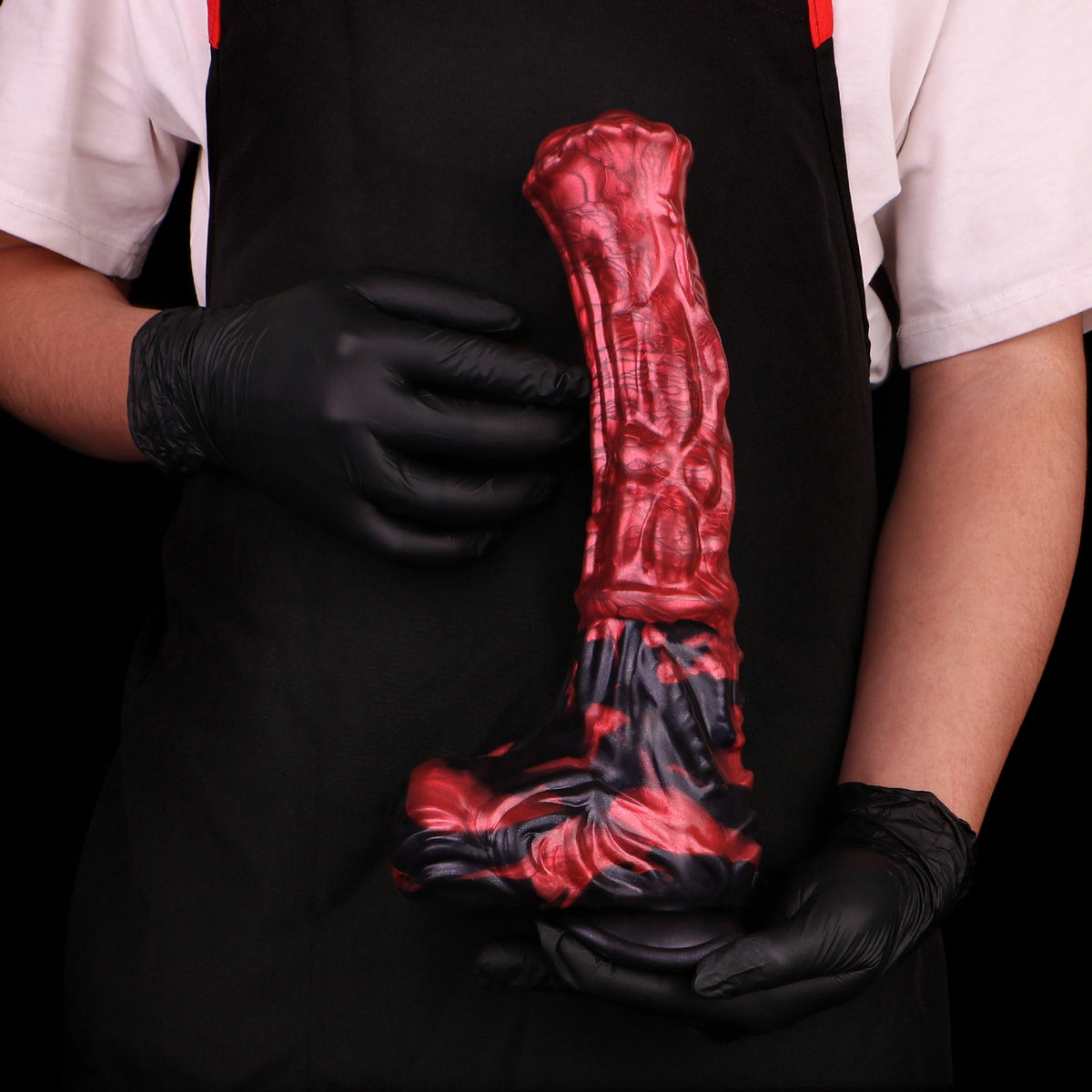 Enormous Horse Dildo Moltenax Red Flames 1114g – interior channel view