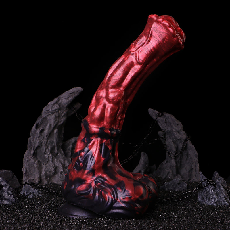Enormous Horse Dildo Moltenax Red Flames 1114g – bottom base view