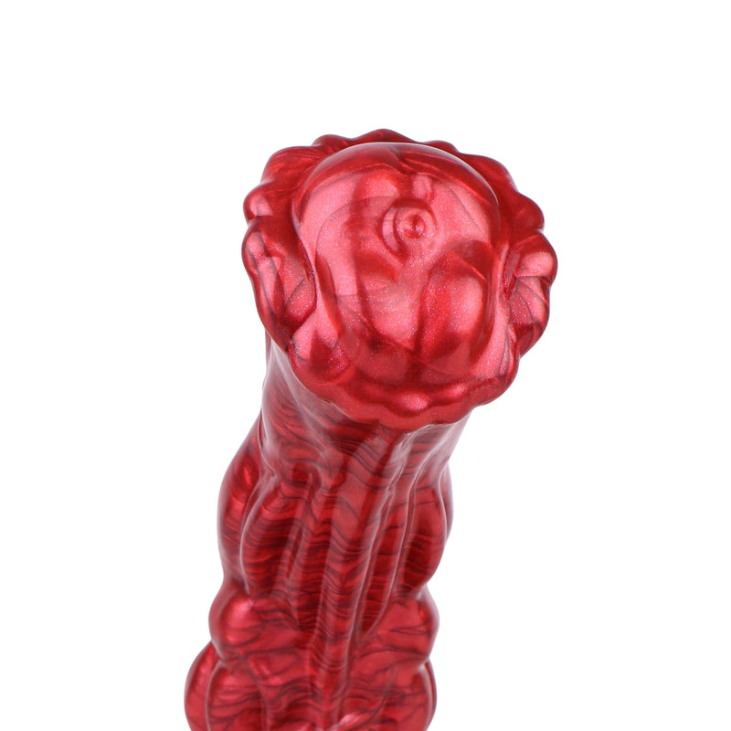 Enormous Horse Dildo Moltenax Red Flames 1114g – three-quarter angle