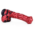 Enormous Horse Dildo Moltenax Red Flames 1114g – side profile view