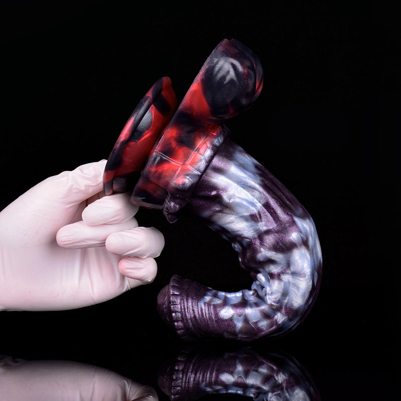 Horse Dildo Ridgemar Ribbed Shaft Dual Colorway – rear profile view