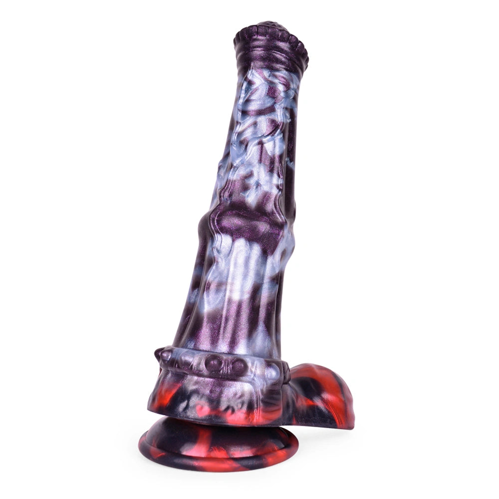 Horse Dildo Ridgemar Ribbed Shaft Dual Colorway – side profile view
