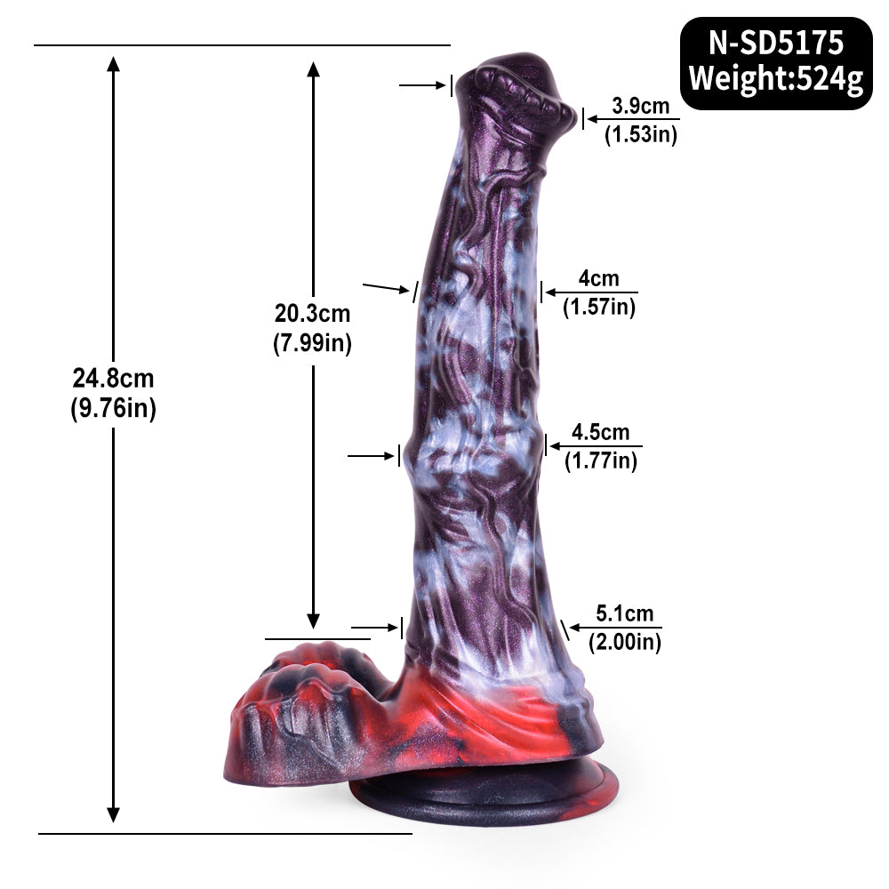 Horse Dildo Volcrest Dual Colorway Platinum – size scale reference