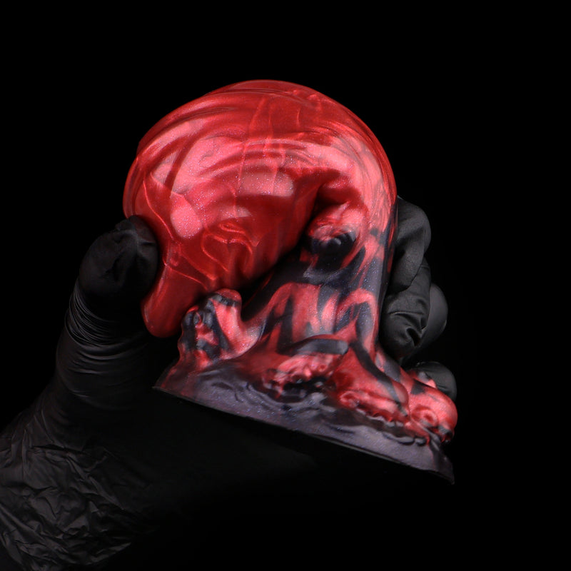 Horse Dildo Carnex Red Flames Ovoid Girth Silicone – detail close-up