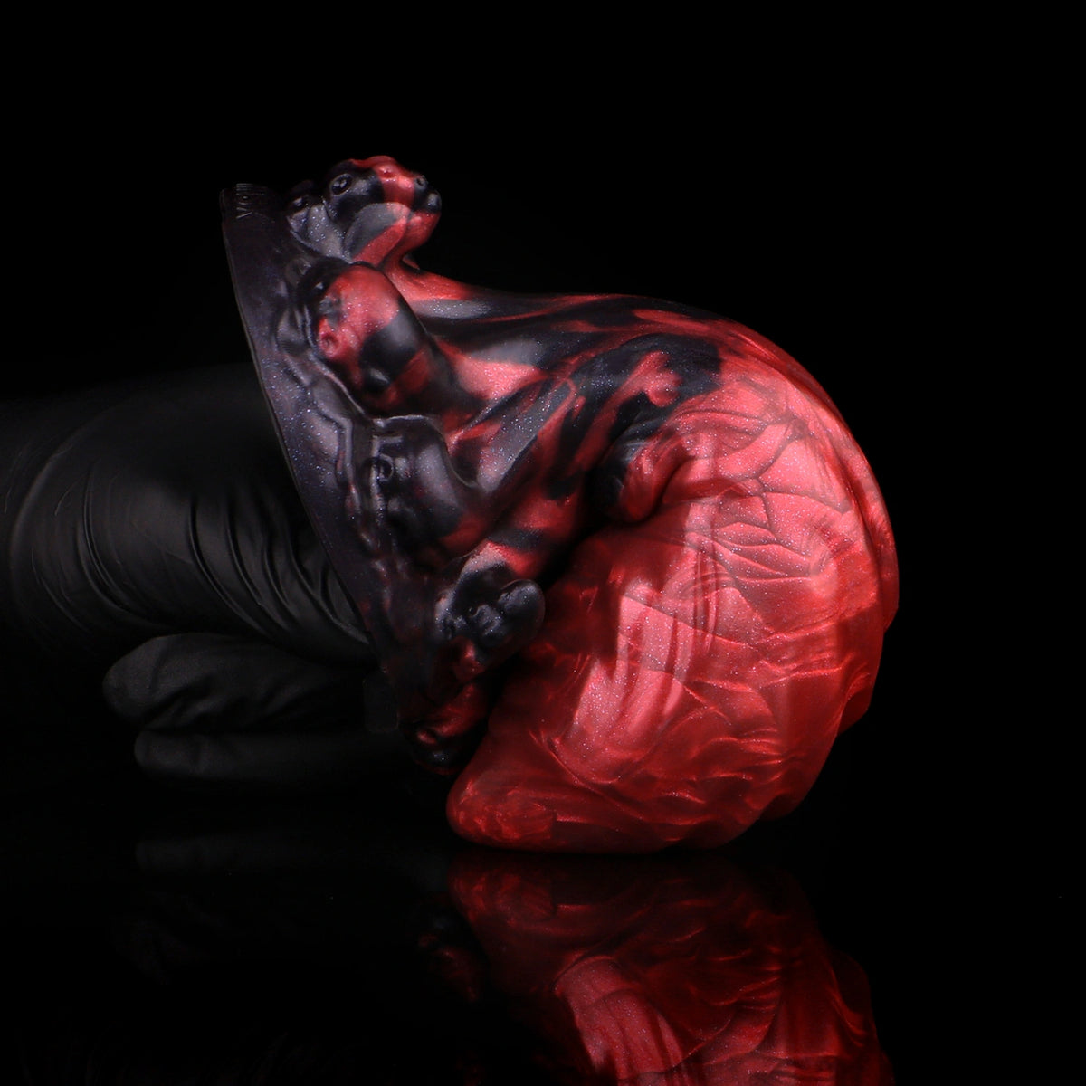 Horse Dildo Carnex Red Flames Ovoid Girth Silicone – top view