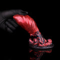 Horse Dildo Carnex Red Flames Ovoid Girth Silicone – bottom base view