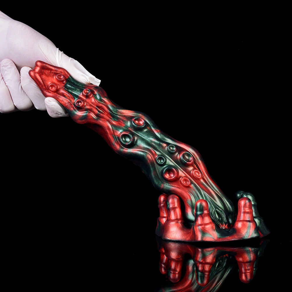 Cyril Tentacle Dragon Dildo Red Devil Silicone – interior channel view