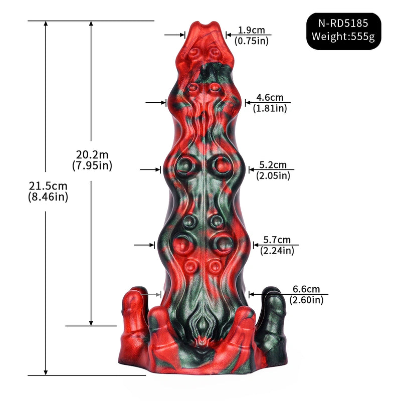 Cyril Tentacle Dragon Dildo Red Devil Silicone – size scale reference