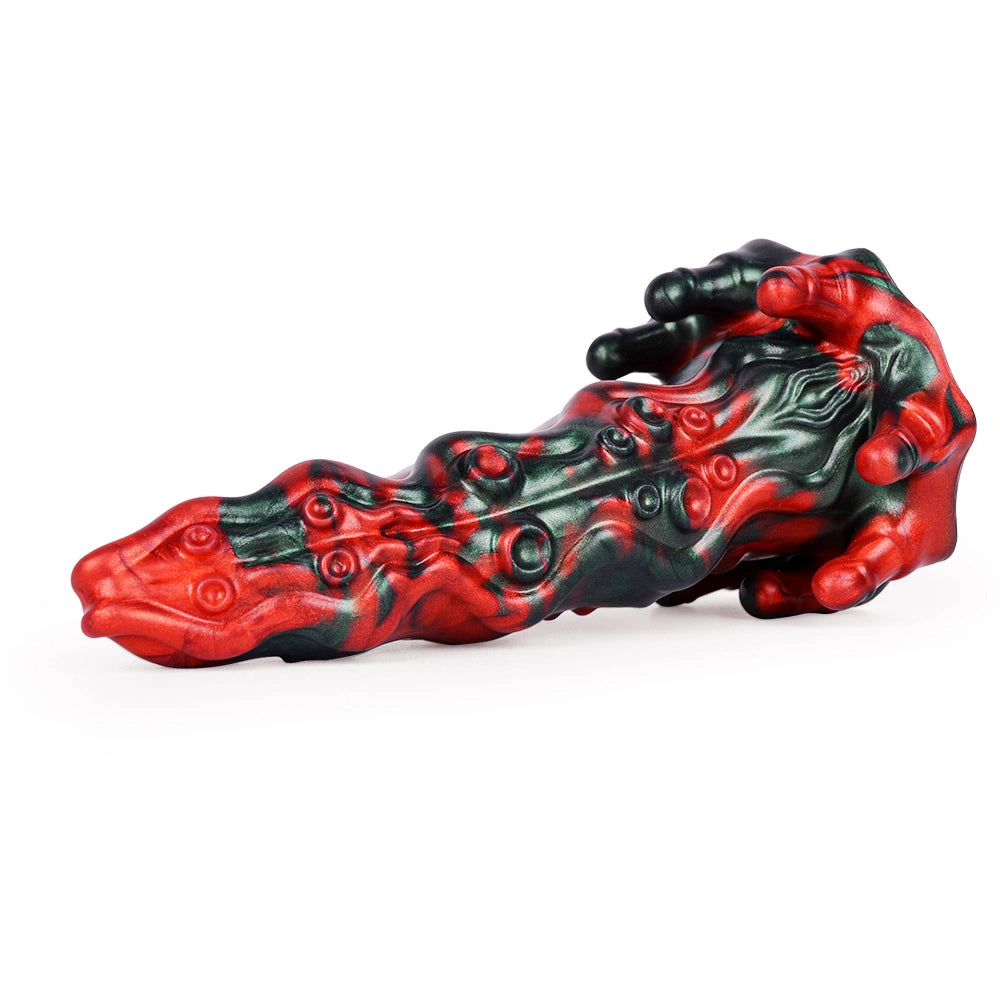 Cyril Tentacle Dragon Dildo Red Devil Silicone – side profile view