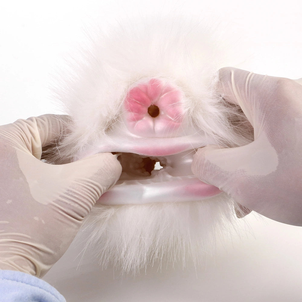 Furry Male Masturbator Alvplux White Fluffy Fur – lateral side view