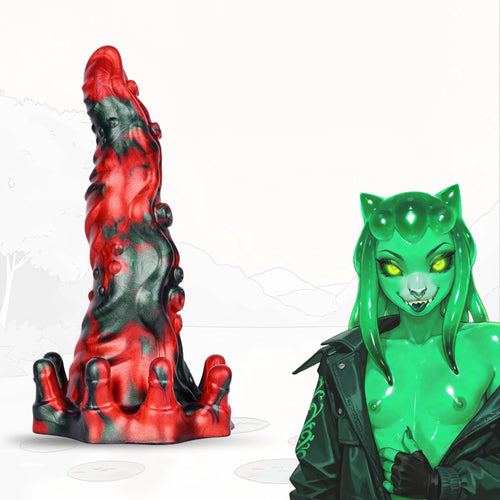 Cyril Tentacle Dragon Dildo Red Devil Silicone – surface texture detail