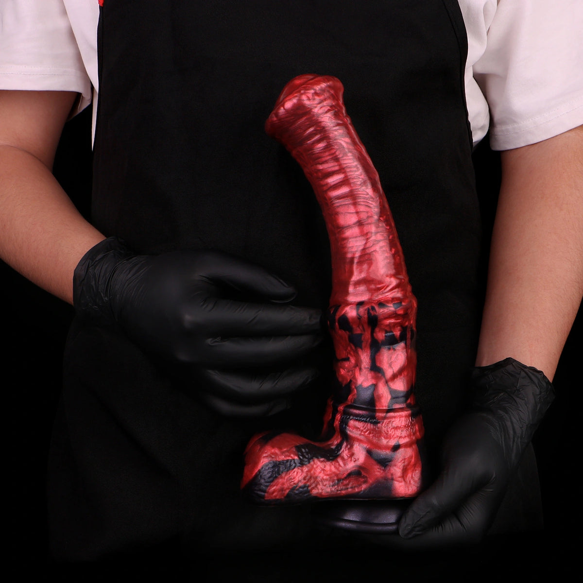 Big Horse Dildo Embervex Red Flames Triple Knot – interior channel view