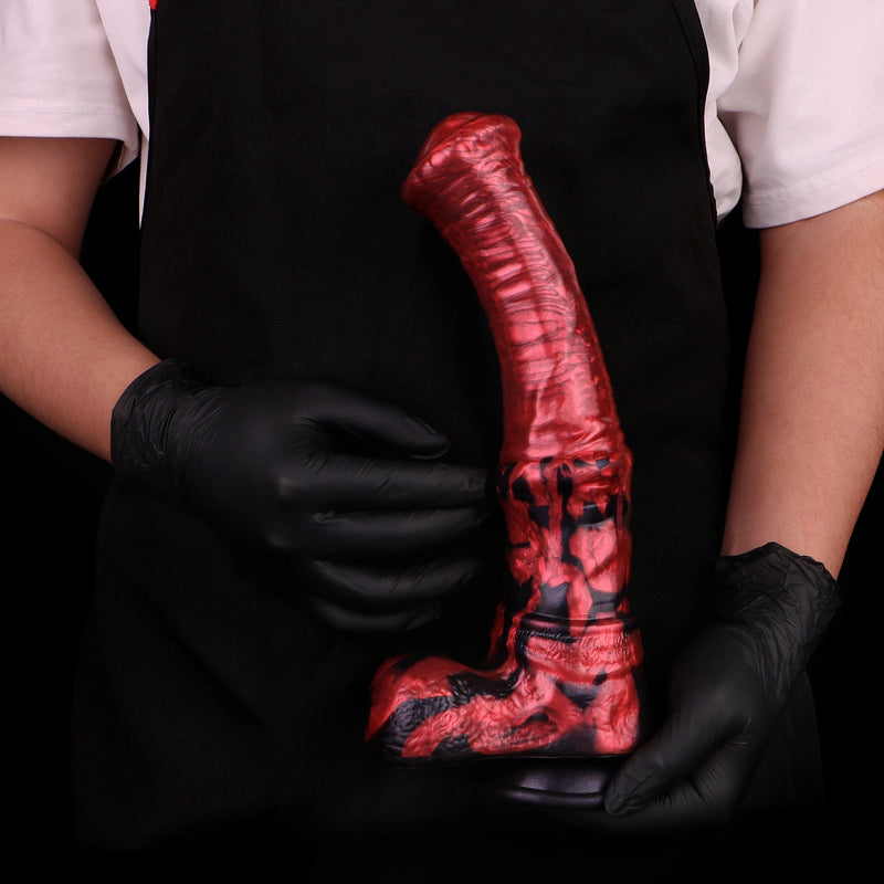 Big Horse Dildo Embervex Red Flames Triple Knot – interior channel view