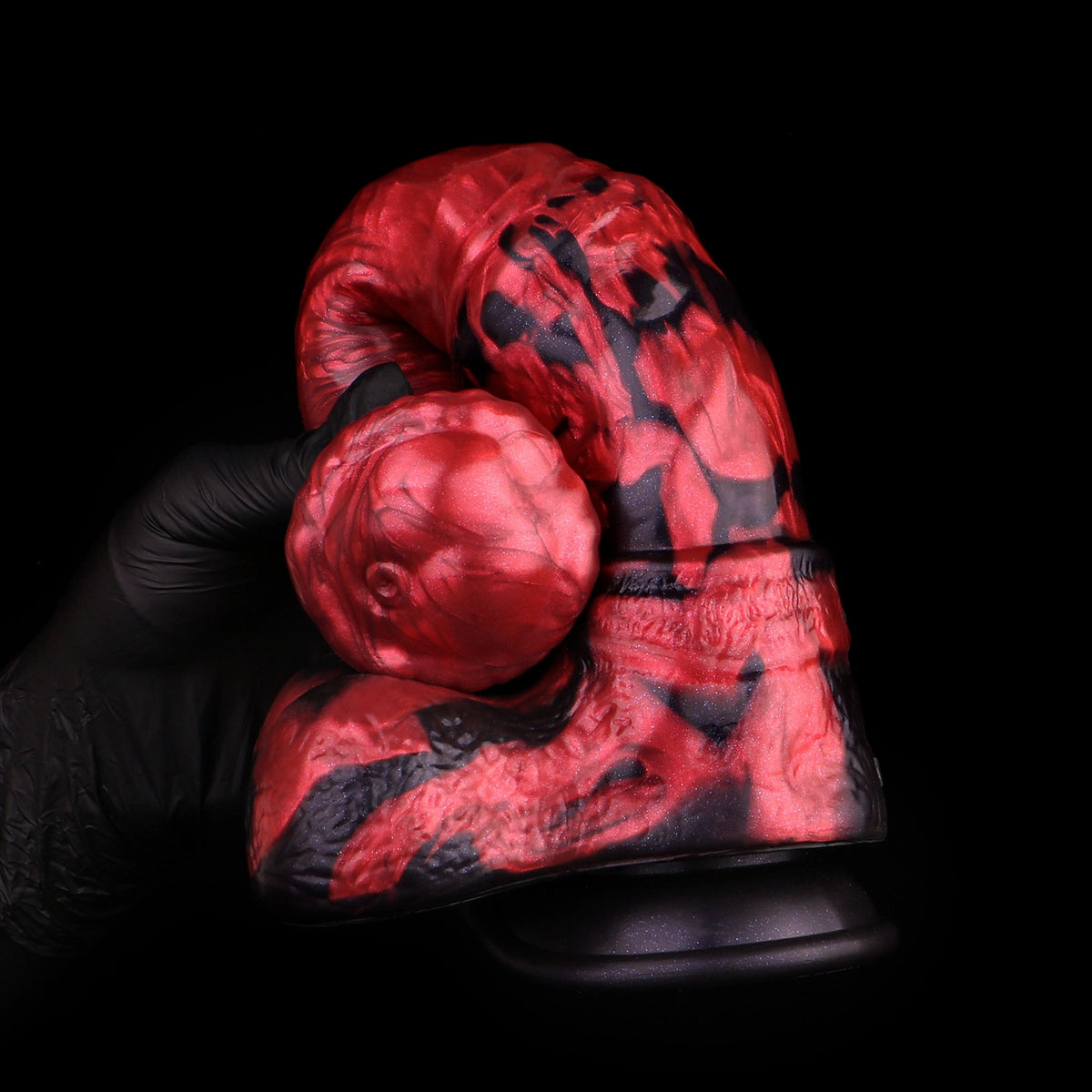 Big Horse Dildo Embervex Red Flames Triple Knot – texture detail