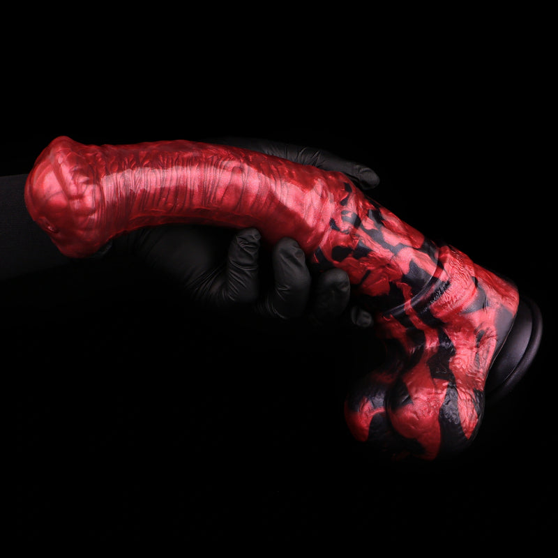 Big Horse Dildo Embervex Red Flames Triple Knot – front view