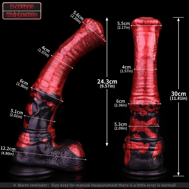 Big Horse Dildo Embervex Red Flames Triple Knot