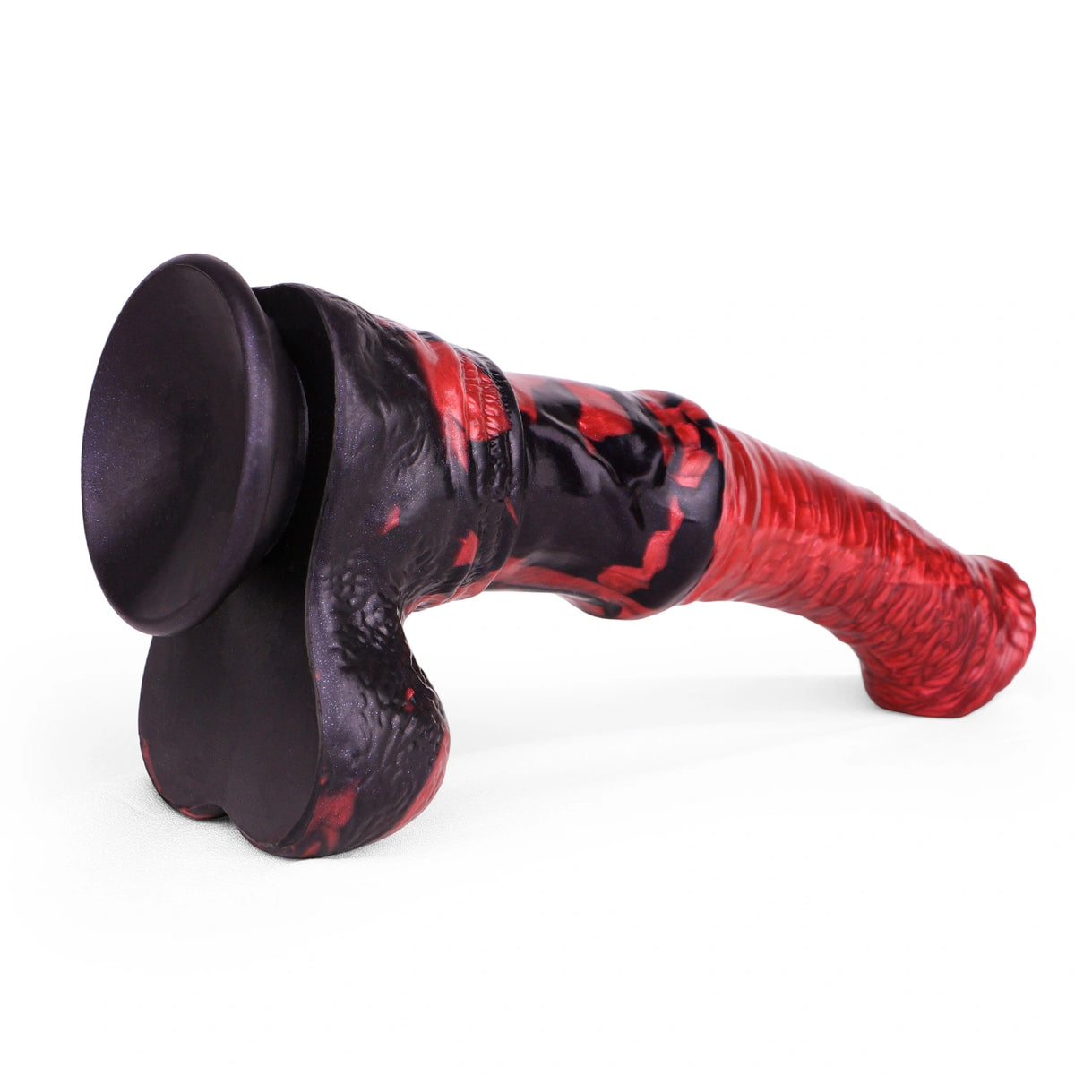 Big Horse Dildo Embervex Red Flames Triple Knot – side profile view