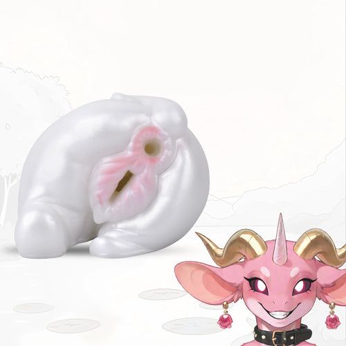 Butt Masturbator Opalyx Dual Channel Pearl White – lateral side view