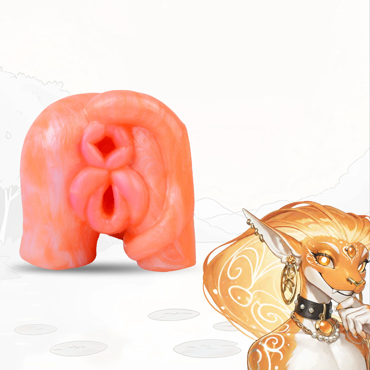 Butt Masturbator Korith Coral Orange Rosette Silicone