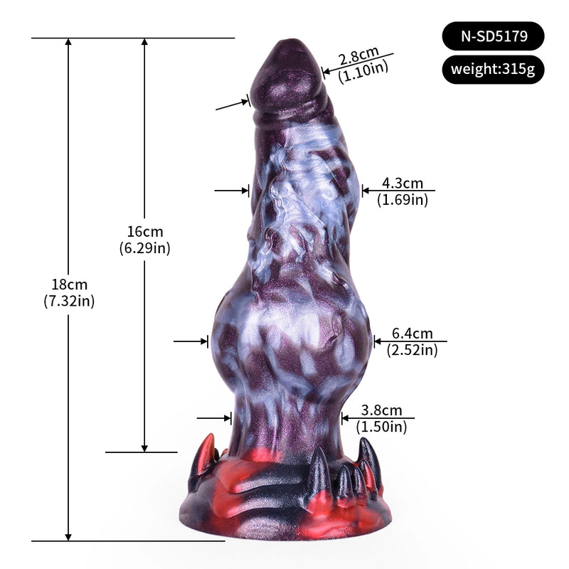 Knot Dildo Clavoor Compact Deep Violet Rounded Glans Tip 6.4cm Knot Claw Base Silicone