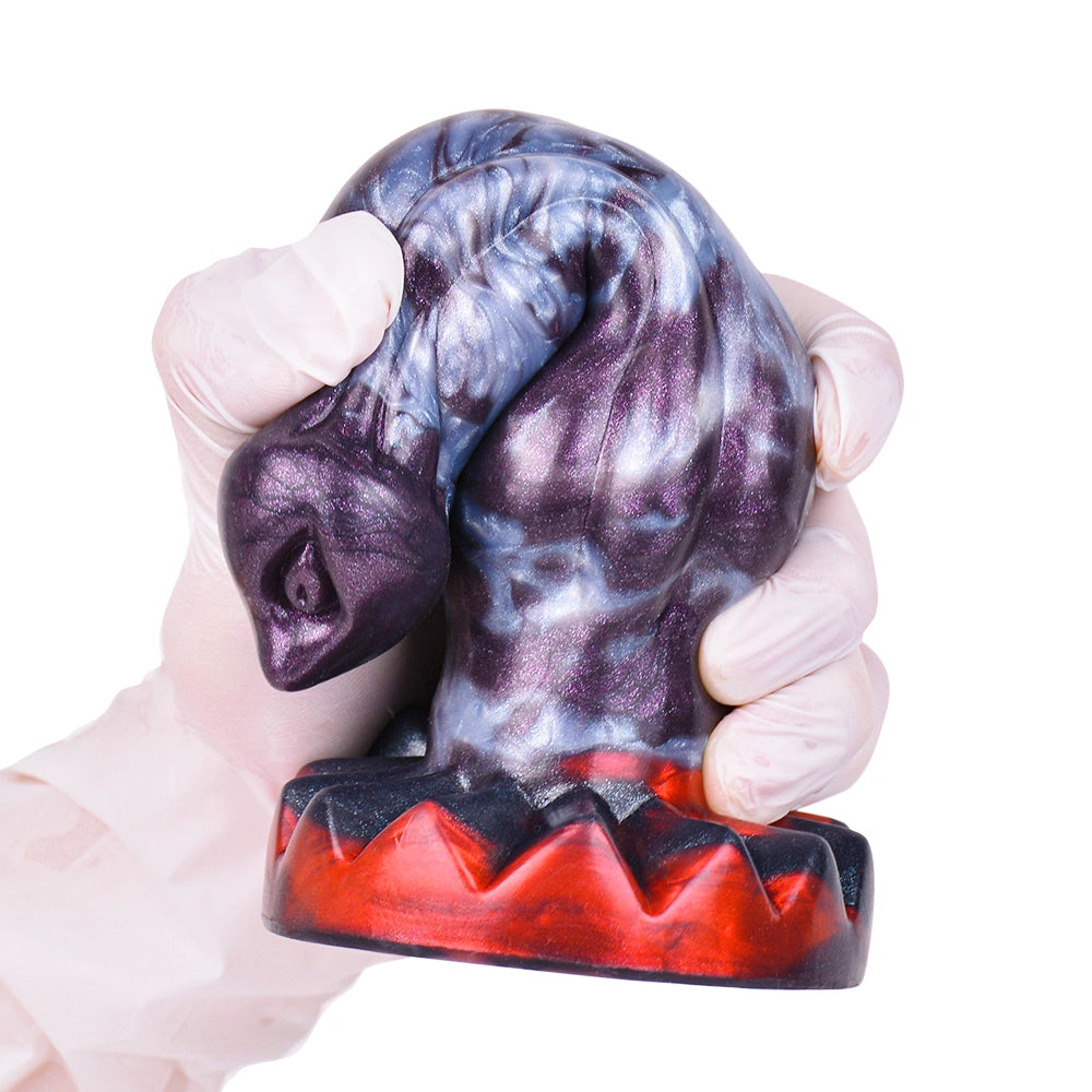 Beaded Dildo Clyvoor Violet Grey Triple Bulge Lava – side profile view