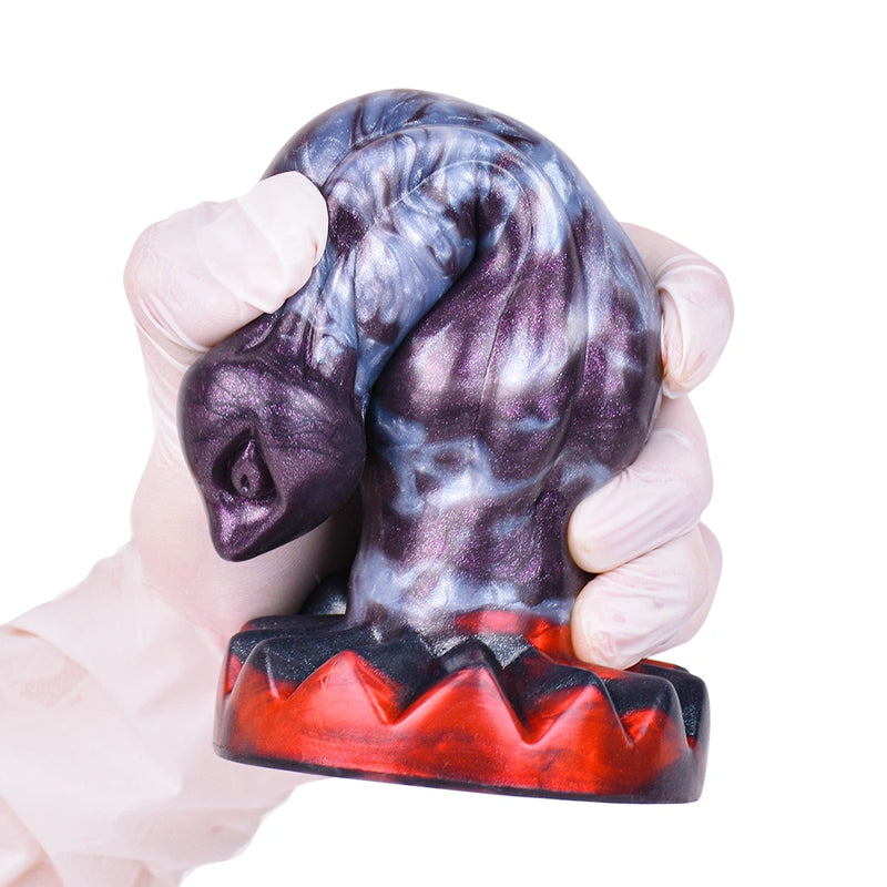 Beaded Dildo Clyvoor Violet Grey Triple Bulge Lava – side profile view