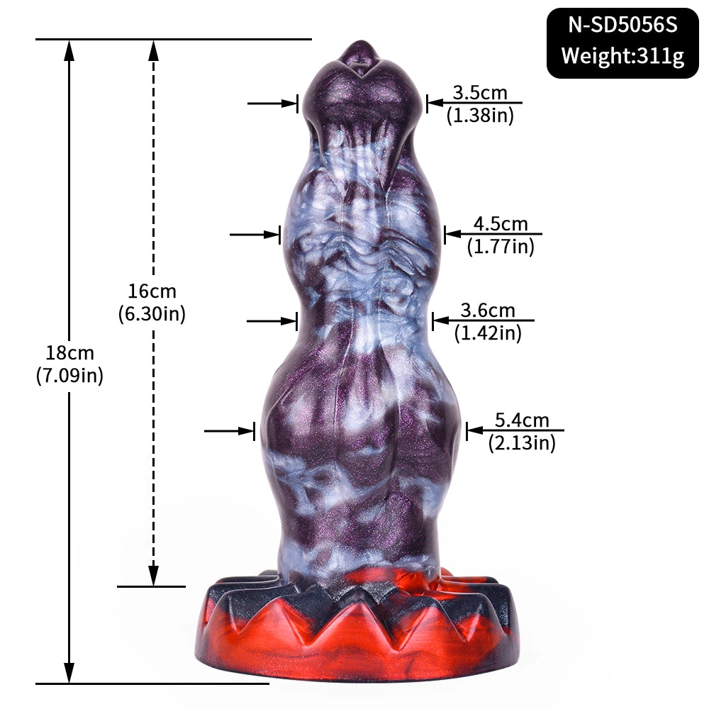 Beaded Dildo Clyvoor Violet Grey Triple Bulge Lava – front view