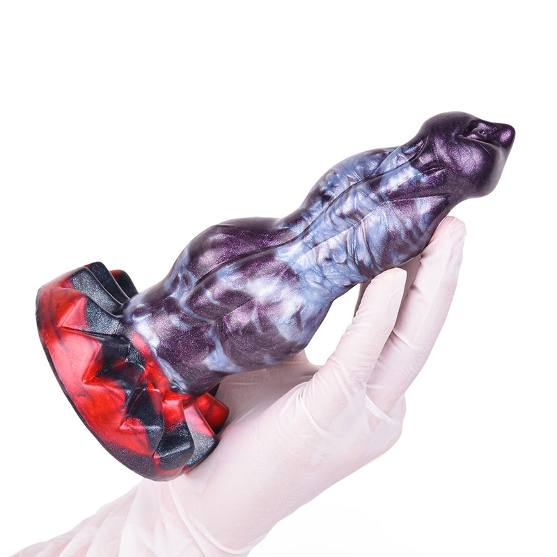Beaded Dildo Clyvoor Violet Grey Triple Bulge Lava – surface texture detail