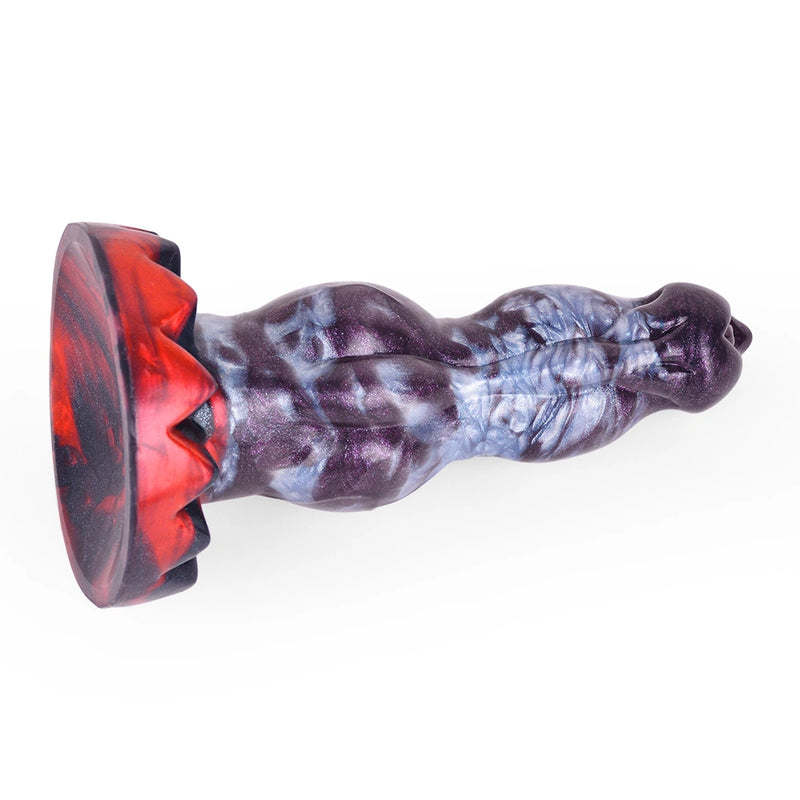 Beaded Dildo Clyvoor Violet Grey Triple Bulge Lava – silicone texture close