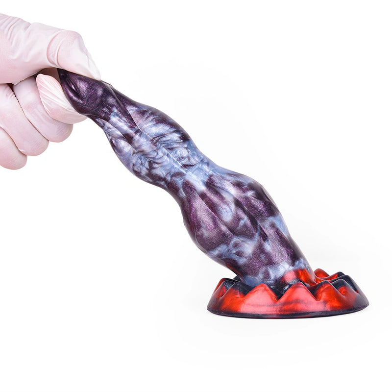 Beaded Dildo Clyvoor Violet Grey Triple Bulge Lava – texture detail
