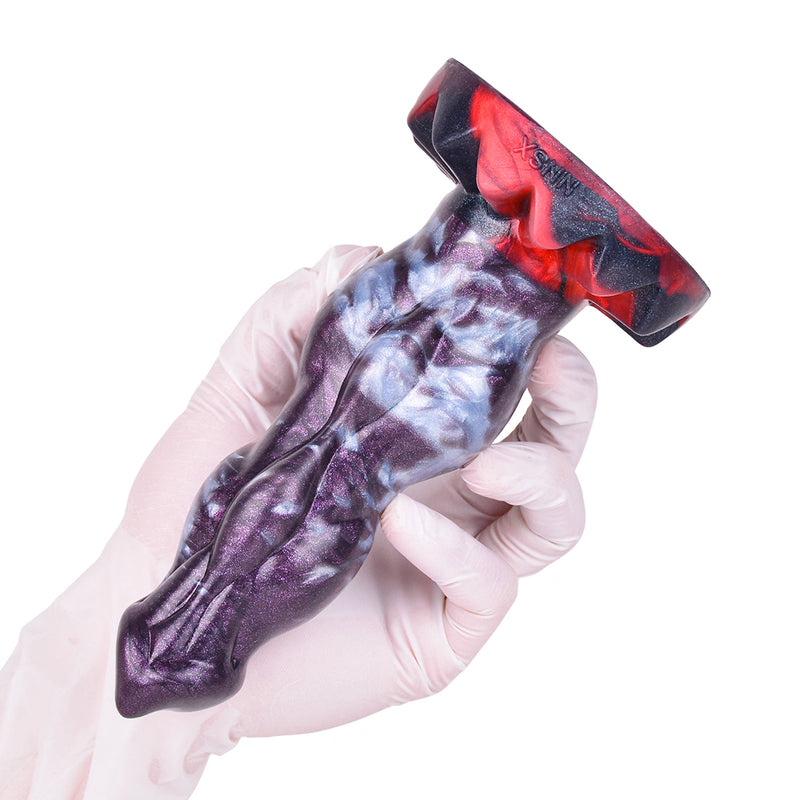 Beaded Dildo Clyvoor Violet Grey Triple Bulge Lava – top view