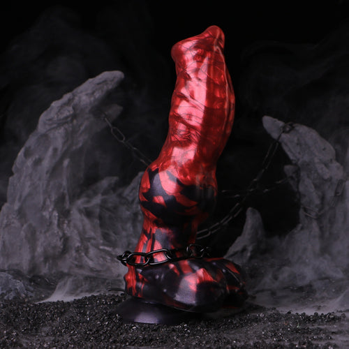 Knot Dildo Curvoor Red Flames Curved Shaft 5.4cm – front view