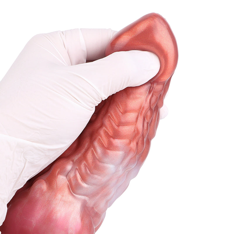Knot Dildo Draevorn Copper Magenta Scale Spine – bottom base view