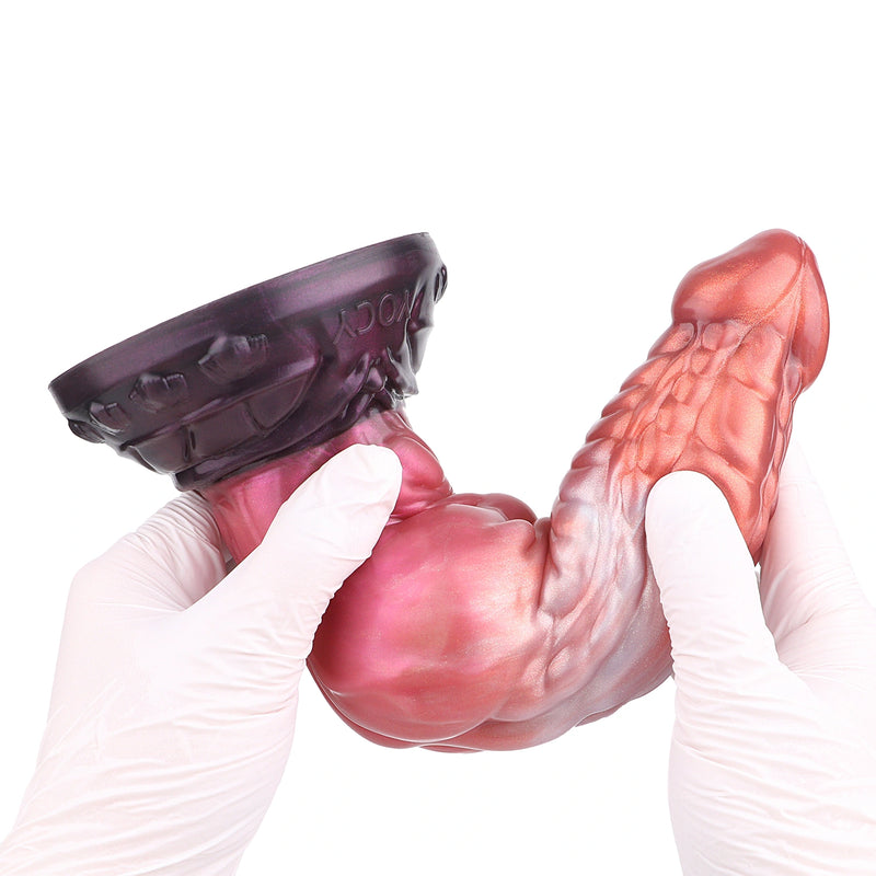 Knot Dildo Draevorn Copper Magenta Scale Spine – three-quarter angle