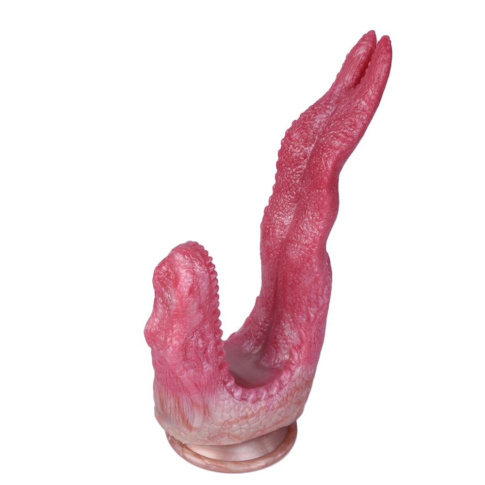Dragon Dildo FANGVEX Bifid Tongue Jade Glow Silicone