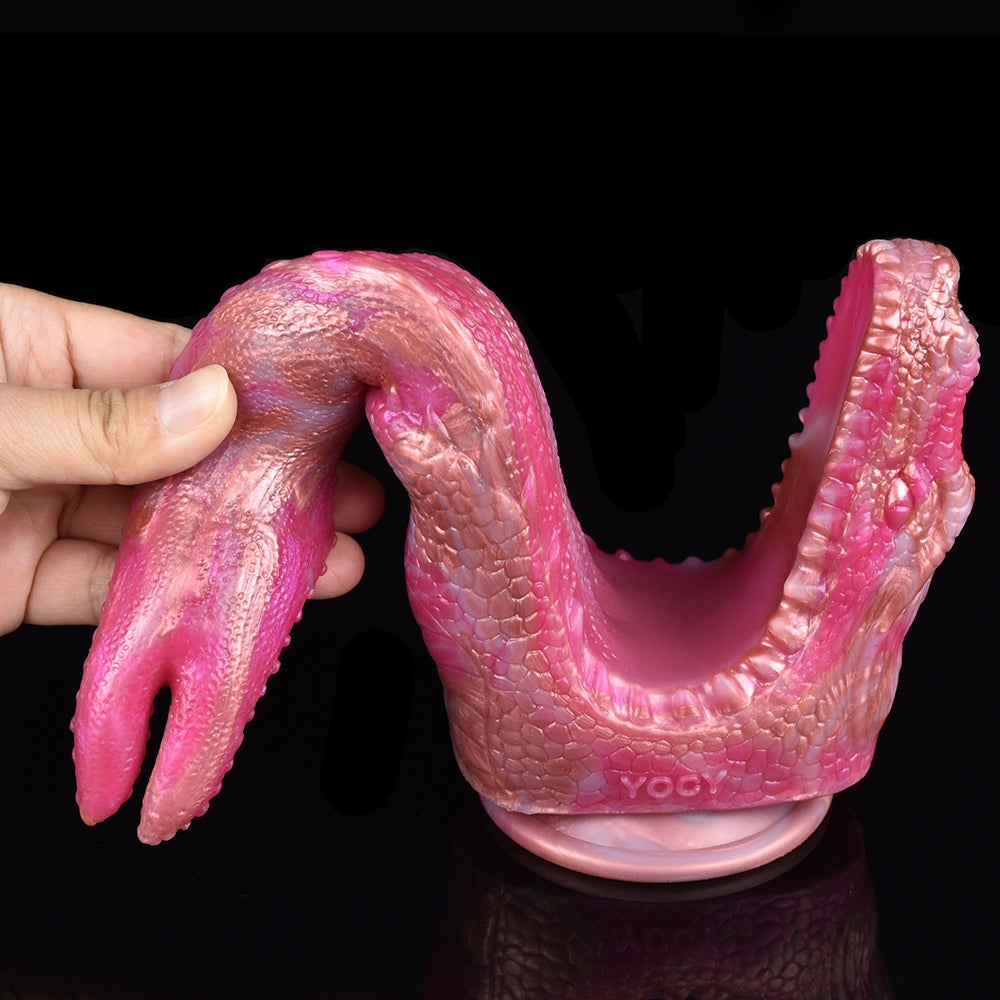 Dragon Dildo FANGVEX Bifid Tongue Jade Glow Silicone