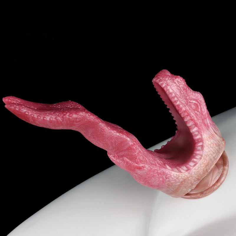 Dragon Dildo FANGVEX Bifid Tongue Jade Glow – front view