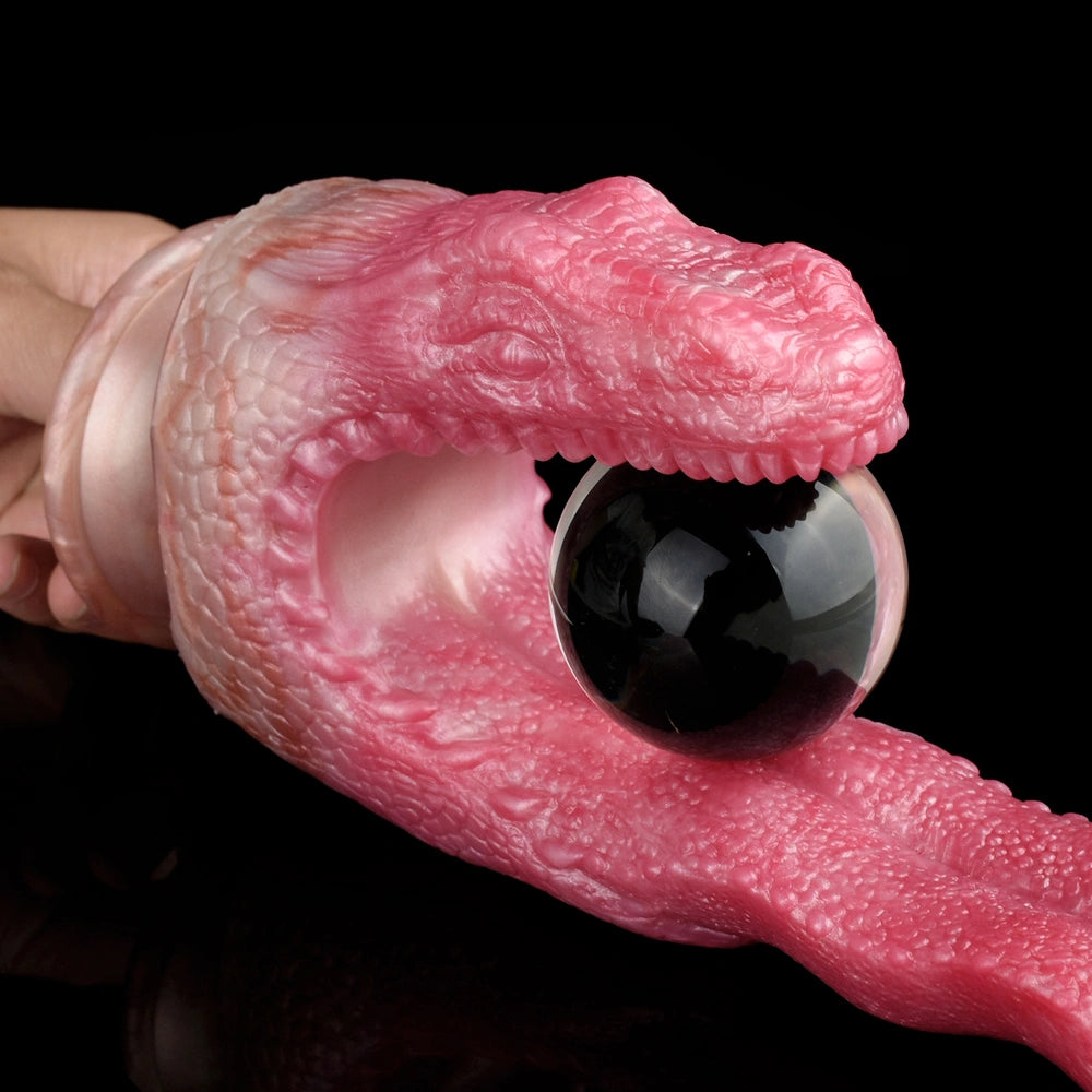 Dragon Dildo FANGVEX Bifid Tongue Jade Glow Silicone