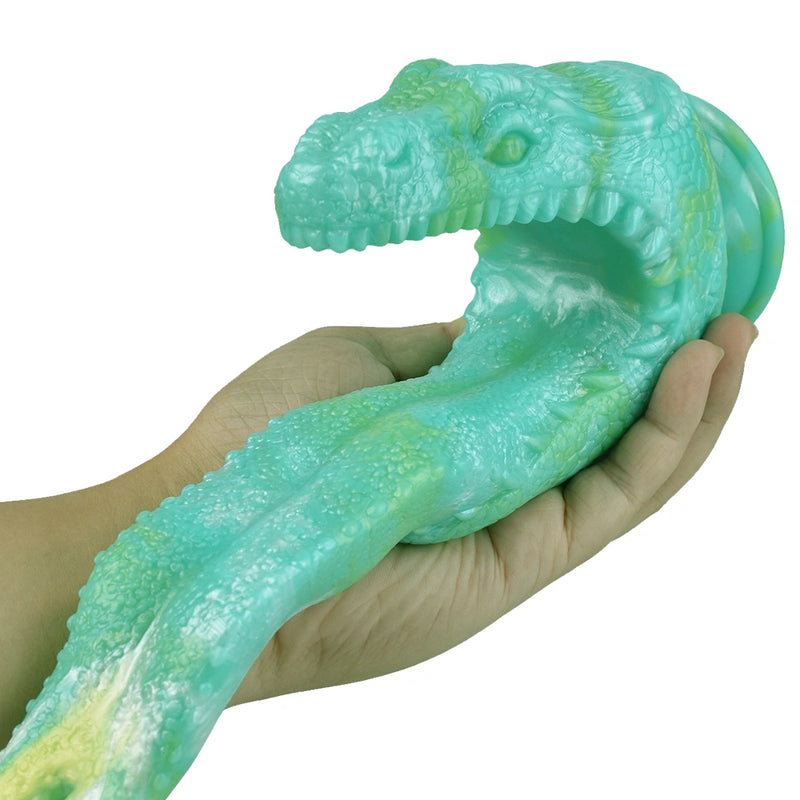 Dragon Dildo FANGVEX Bifid Tongue Jade Glow Silicone