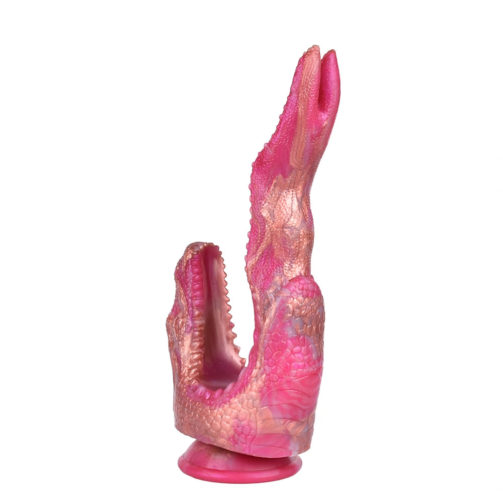 Dragon Dildo FANGVEX Bifid Tongue Jade Glow Silicone