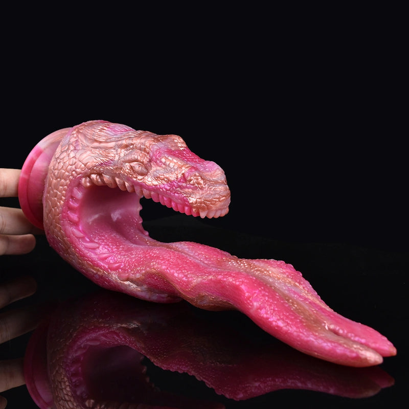 Dragon Dildo FANGVEX Bifid Tongue Jade Glow Silicone